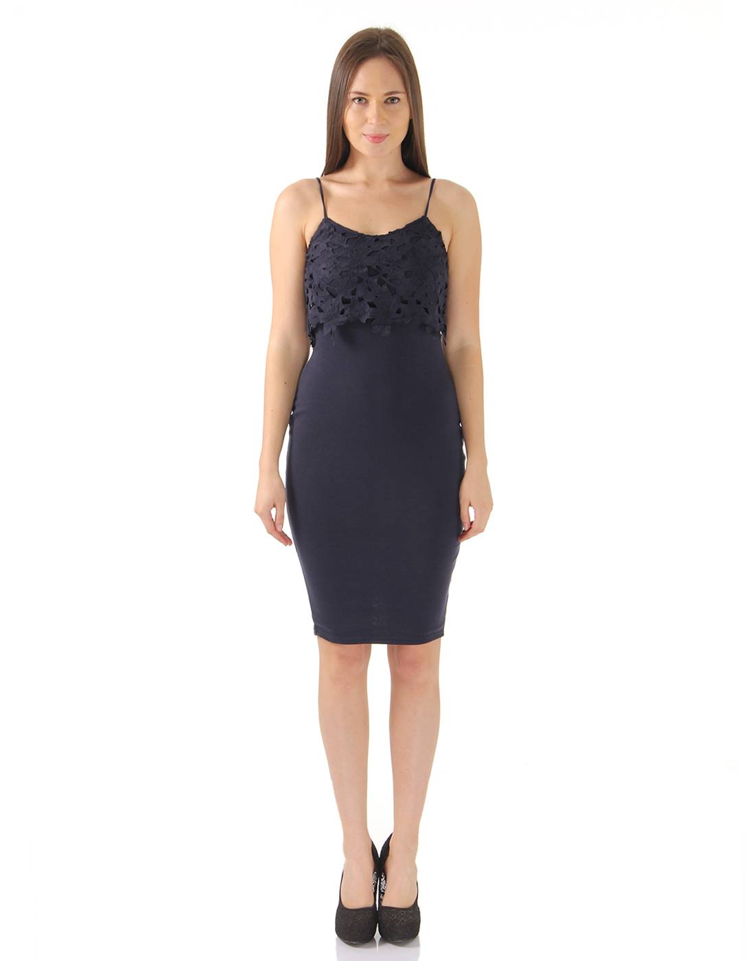 Ax Paris Women Party Navy Blue Bodycon Dress